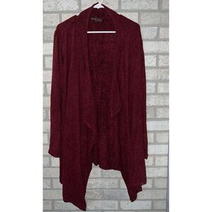 Barefoot Dreams Bamboo Chic Lite Fuzzy Red Waterfall Cardigan Sweater Size L/XL